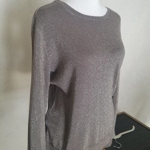 Ann Taylor grey metallic long sleeve top. Silver. Medium..